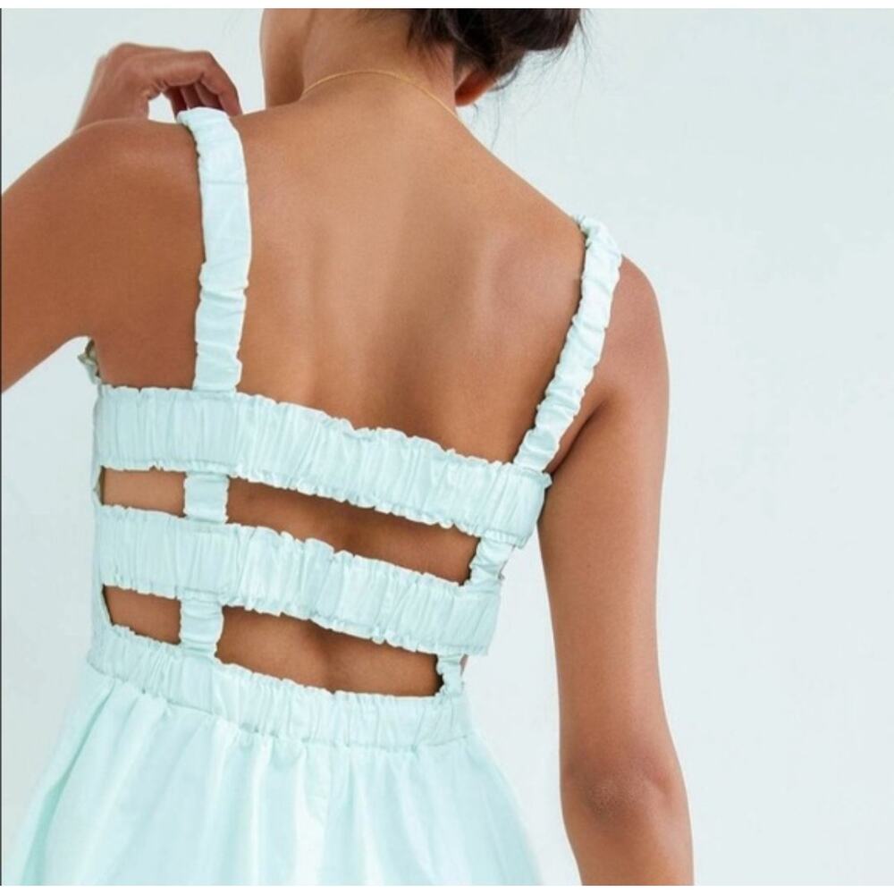 New Anthropologie Smocked Mini Dress by PINCH $148 MEDIUM Guac - Mint Green - Picture 4 of 7